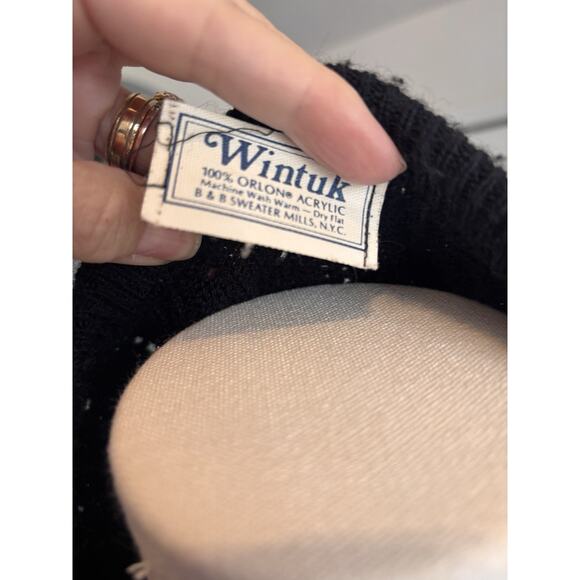 Vintage Wintuk Black Bubble Knit Cardigan Button Down Women's Med Large Sweater - Picture 7 of 10